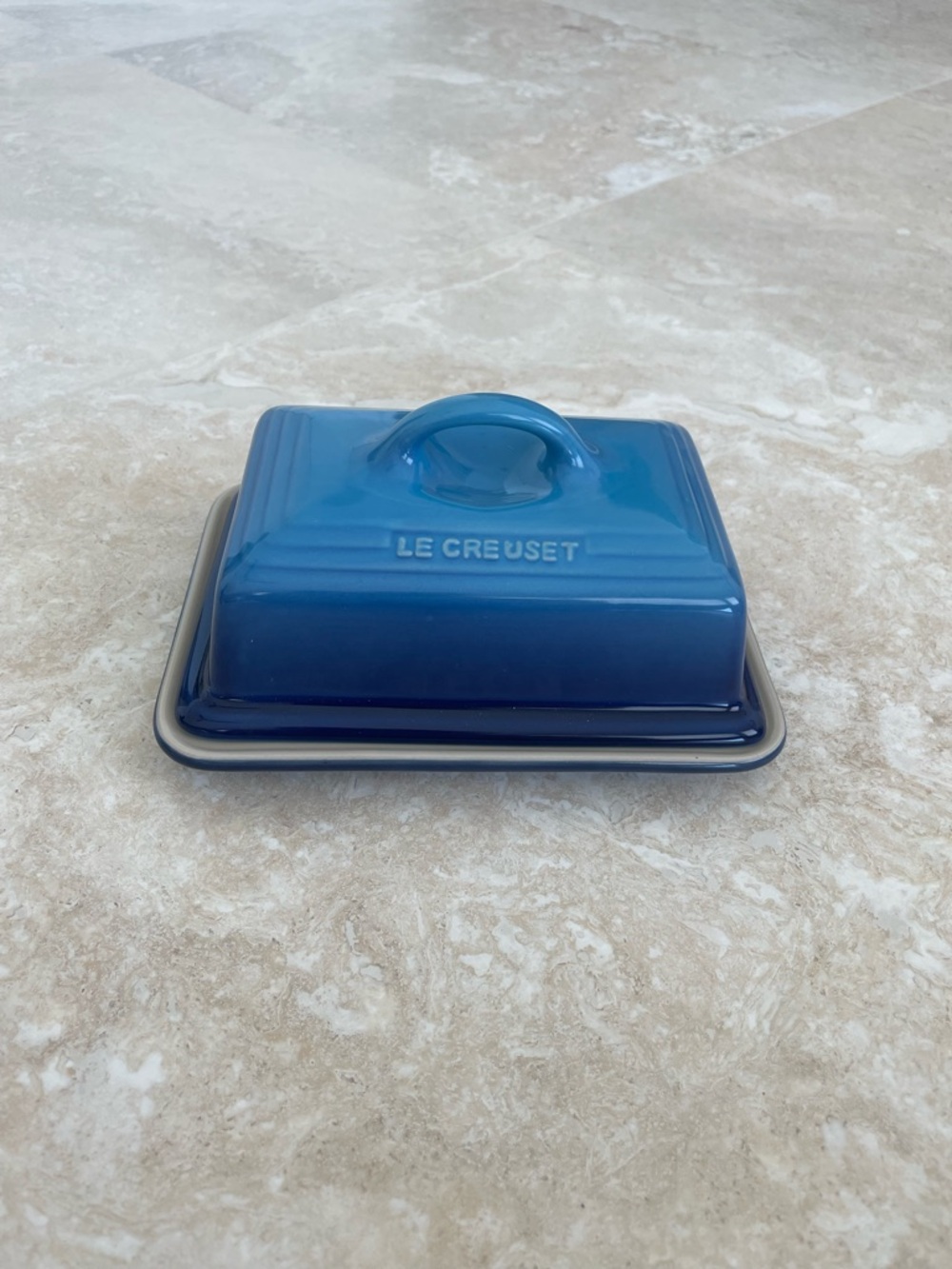NWT Le Creuset Blue Marseille Rectangular Butter Dish with Lid